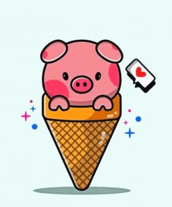 Pig Ice Cream Art Paint By Numbers