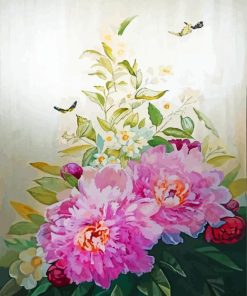 Pink Peonies And Butterflies Paint By Numbers