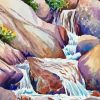 Rocky Mountain Waterfall Art Paint By Numbers