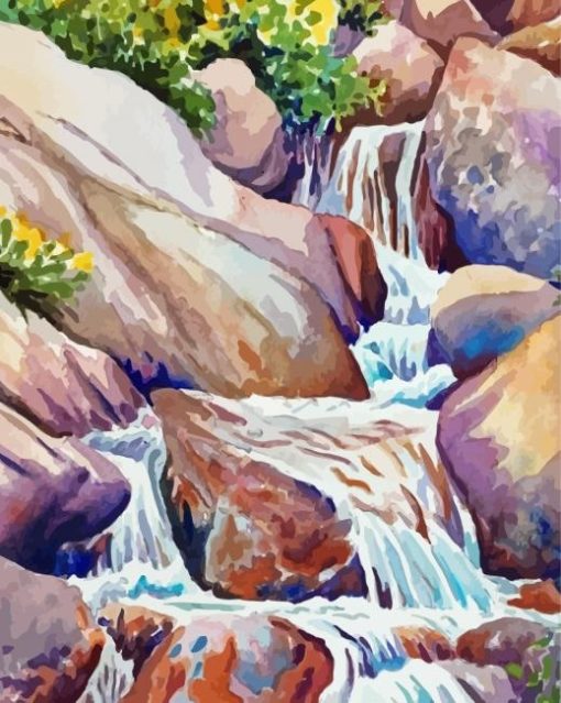 Rocky Mountain Waterfall Art Paint By Numbers