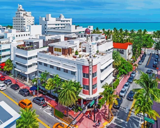 South Beach Buildings Paint By Numbers