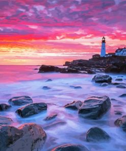 Sunset Portland Head Light Paint By Numbers