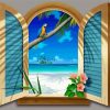 Tropical Window Beach View Paint By Numbers