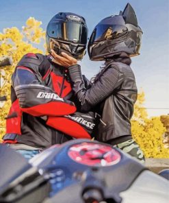 Couple Bikers With Helmets Paint By Numbers