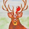 Deer With Cardinal Bird Paint By Numbers