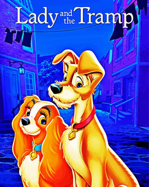 Diney Lady And The Tramp Animated Film Paint By Numbers