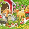 Dogs And Kittens In Garden Paint By Numbers