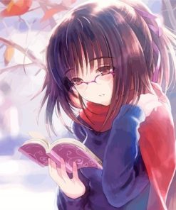 Girl With Glasses Reading A Book Paint By Numbers