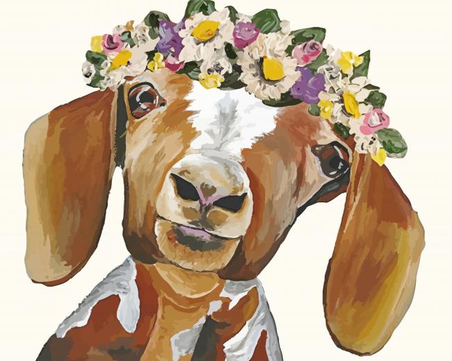 Goat Flowers Crown Paint By Number