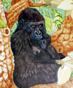 Gorilla Mother And Her Baby Art Paint By Numbers