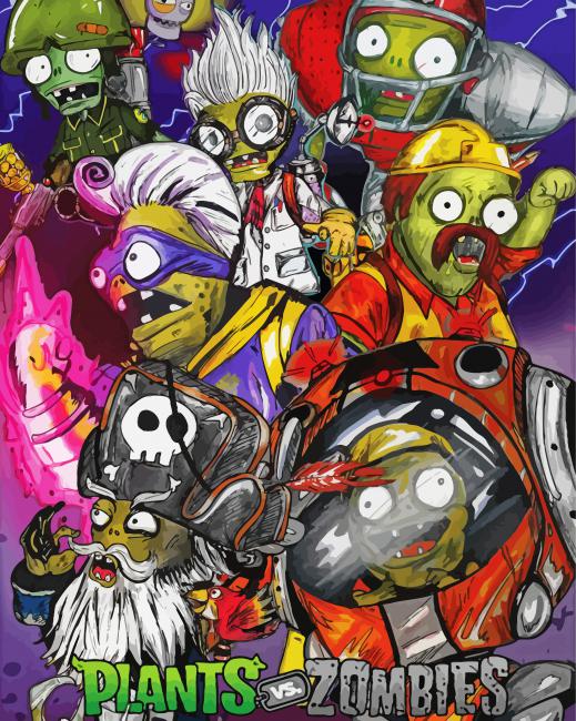 Plants VS Zombies Video Game Characters Poster Paint By Numbers