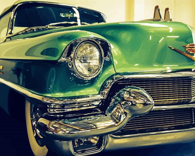 Vintage Green Cadillac Paint By Numbers