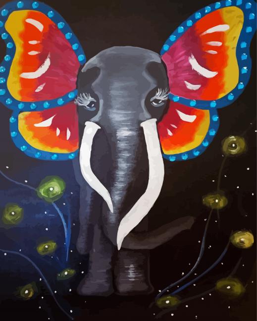 Aesthetic Elephant Butterfly Paint By Numbers