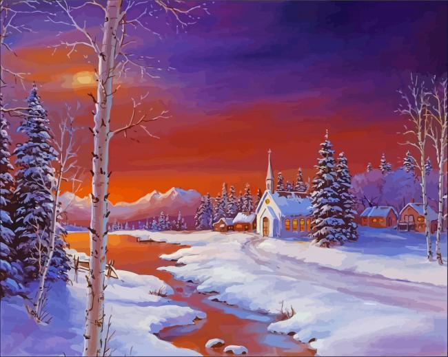 Aesthetic Christmas Landscape Paint By Numbers