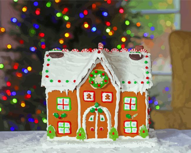 Christmas Ginger Bread House Paint By Numbers