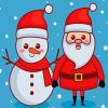 Cute Santa With Snowman Paint By Numbers
