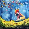 Fox Watercolor On Branch Paint By Numbers