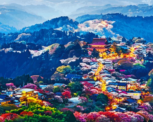 Japanese Countryside In Forest Paint By Numbers