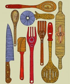 Kitchen Tools Art Paint By Numbers