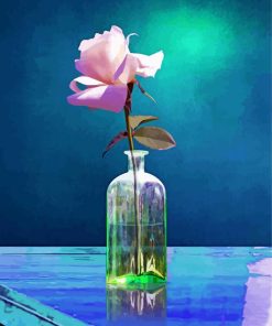 White Single Rose In Vase Paint By Numbers