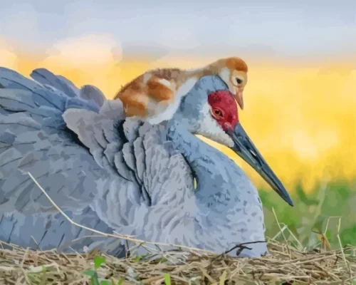 Sandhill Crane With Baby Paint By Numbers 