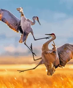 Sandhill Crane Fighting Paint By Numbers